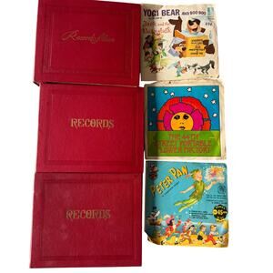 Vintage 45 RPM Record Album Binder & 33 Vintage Records
